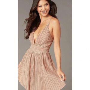 Pink Lily Glitter Mini Dress Mauve Size S